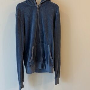 Juicy Couture Womens terry Zip-Up Blue Sweater